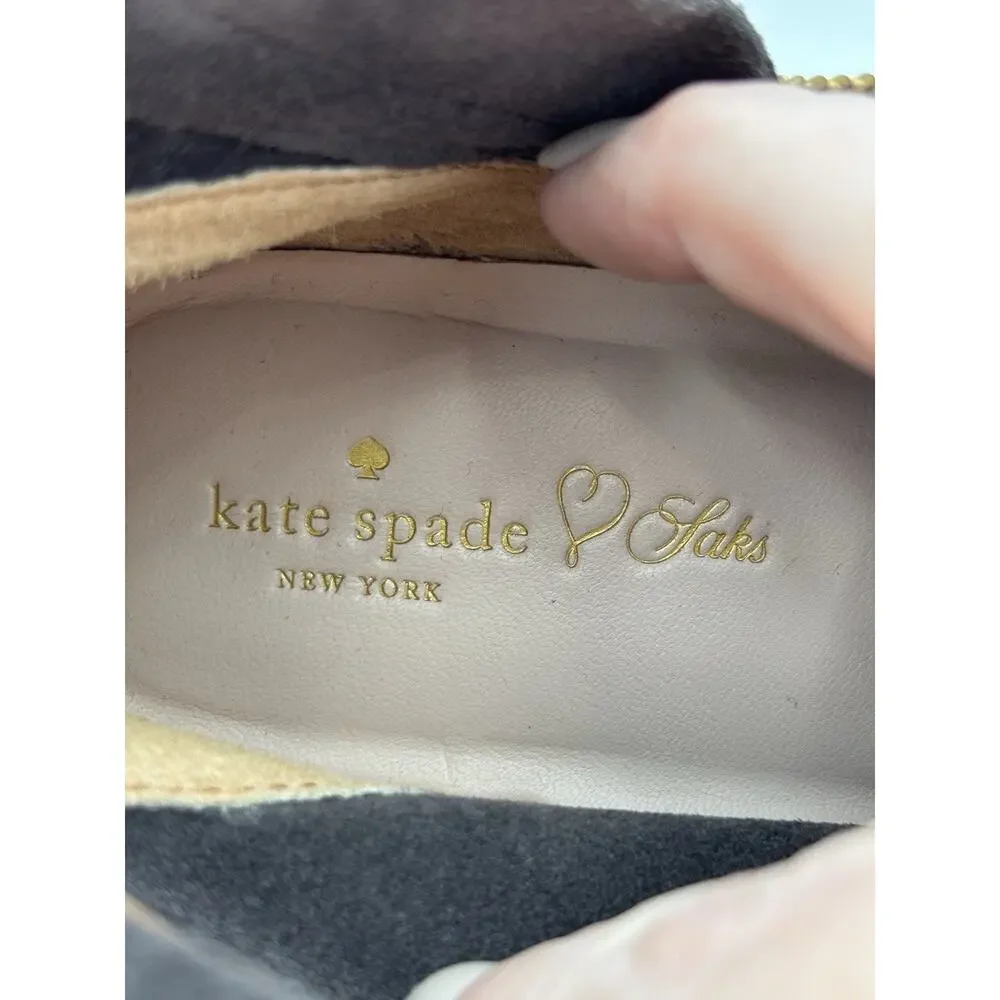 Kate Spade Betsie Saks Fringe Booties Grey Suede Size 7 M Flat Zip